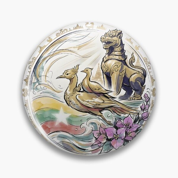 Item preview, Golden Myanmar Hintha and Chinthe Emblem Design designed and sold by VoidAnimeStudio.