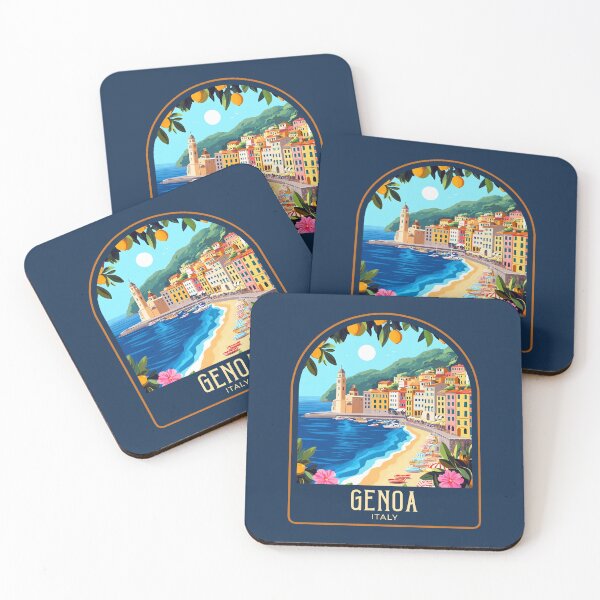 Item preview, Genoa Vintage Travel Illustration designed and sold by HomeLivingCo.