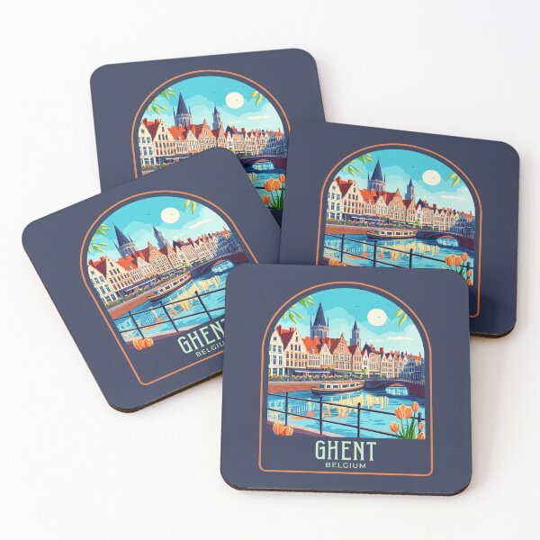 Item preview, Ghent Vintage Travel Illustration designed and sold by HomeLivingCo.