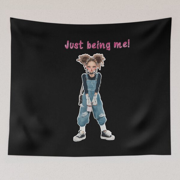 Item preview, Just Being Me | Edgy Girl in Denim Overalls Streetwear designed and sold by StudioNoRule.