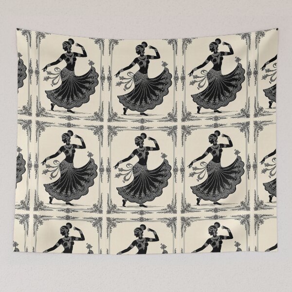 Item preview, Ornate Filigree Dancing Woman – Classical Indian Art Silhouette designed and sold by ShaDeS-AI-Art.