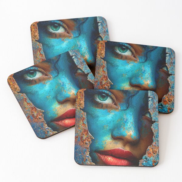 Item preview, Vivid Blue Face Emerging from Cracked Texture designed and sold by Artessie.