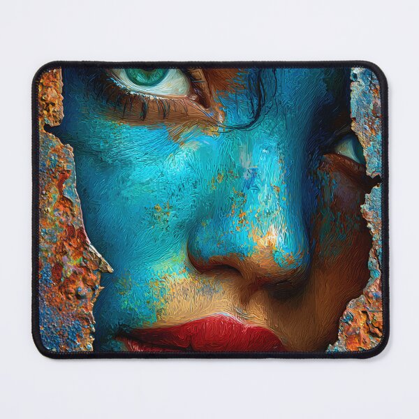 Item preview, Vivid Blue Face Emerging from Cracked Texture designed and sold by Artessie.