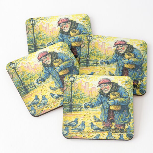 Item preview, Man Feeding Birds in Park designed and sold by levorix.