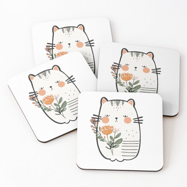 Item preview, Lindo gato escandinavo con flores silvestres | Arte minimalista bohemio de gatitos designed and sold by StudioNoRule.