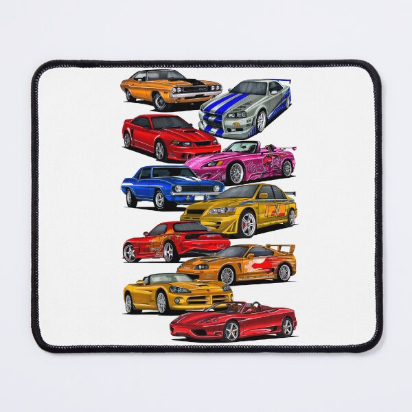 Item preview, Exclusive big collage drawing legendary movie cars Challenger R/T, Skyline R34, Mustang Saleen S281, S2000, Camaro SS Yenko, Lancer Evo 7, RX7, Supra A80, Viper V10, F360 designed and sold by Cars23.