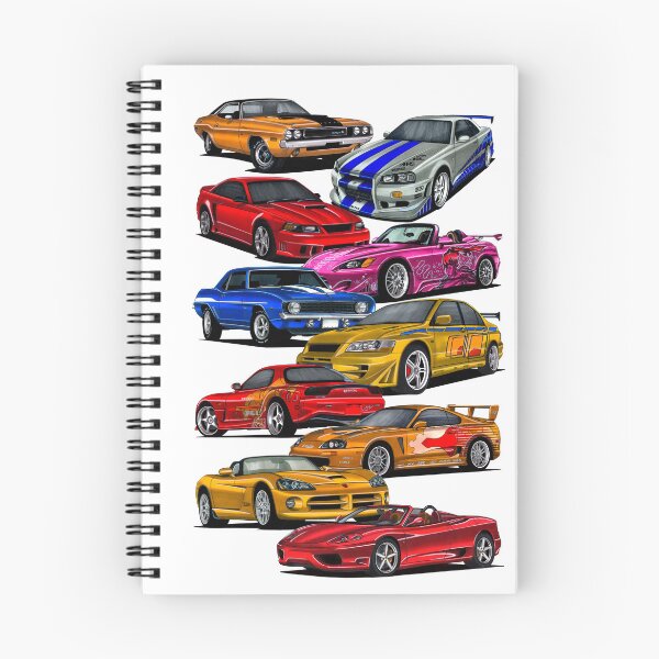 Item preview, Exclusive big collage drawing legendary movie cars Challenger R/T, Skyline R34, Mustang Saleen S281, S2000, Camaro SS Yenko, Lancer Evo 7, RX7, Supra A80, Viper V10, F360 designed and sold by Cars23.