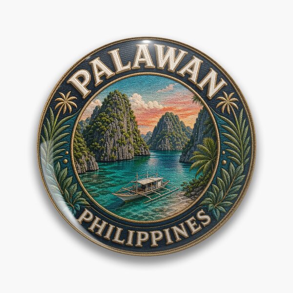 Item preview, Palawan, Philippines – Limestone cliffs, banca boat & tropical sunset designed and sold by Girih.