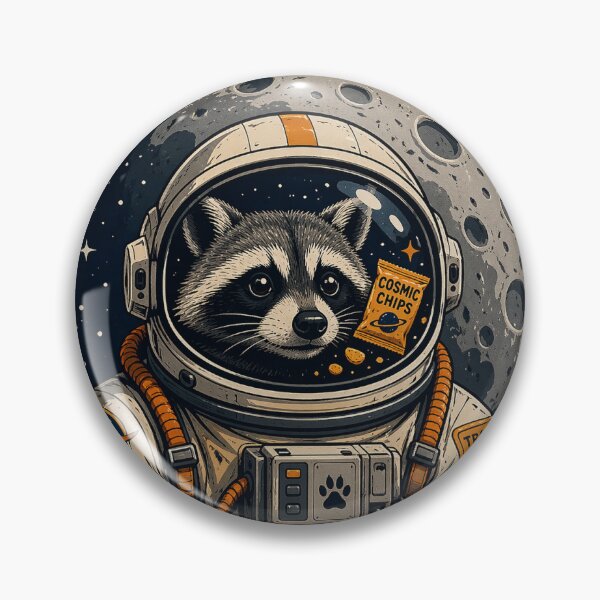 Item preview, Lunar Scavenger Raccoon Astronaut – Vintage Space Mission Patch designed and sold by GlitterAndStars.
