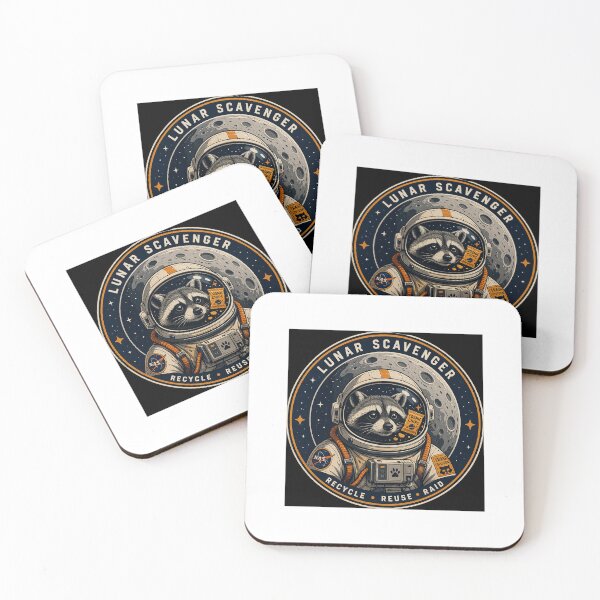 Item preview, Lunar Scavenger Raccoon Astronaut – Vintage Space Mission Patch designed and sold by GlitterAndStars.