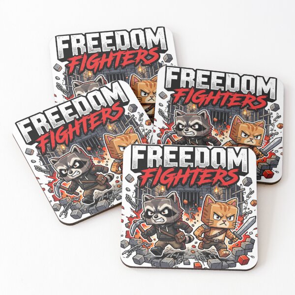 Item preview, Freedom Fighters Pixel Art Raccoon and Cat Gaming designed and sold by Pandora´s Box.