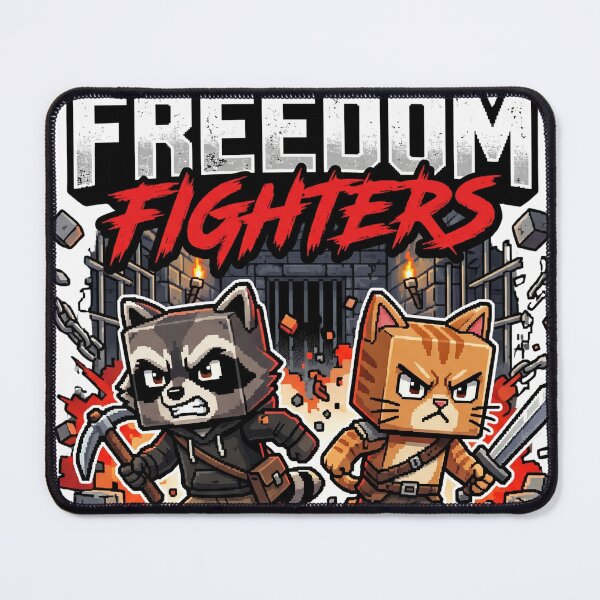 Item preview, Freedom Fighters Pixel Art Raccoon and Cat Gaming designed and sold by Pandora´s Box.