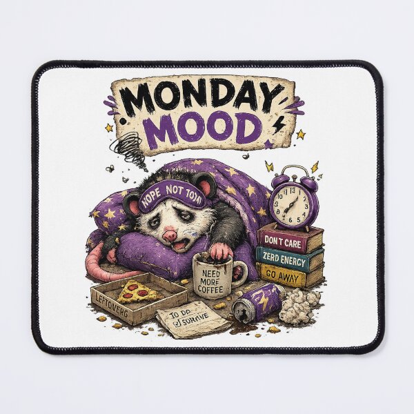 Item preview, Monday Mood Opossum – Funny Lazy Coffee Lover Design designed and sold by Clothes With Smiling Animals Walt Gral.