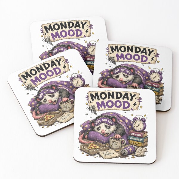 Item preview, Monday Mood Opossum – Funny Lazy Coffee Lover Design designed and sold by Clothes With Smiling Animals Walt Gral.