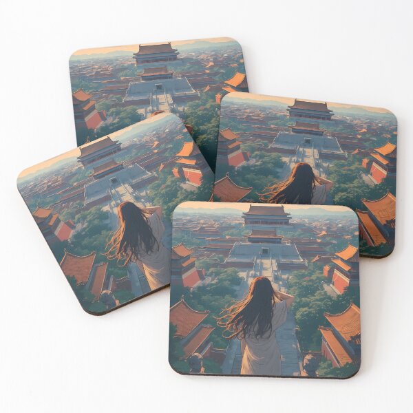 Item preview, Anime Girl Dreaming of Forbidden City Beijing Golden Hour Landscape designed and sold by JacksoonLester.