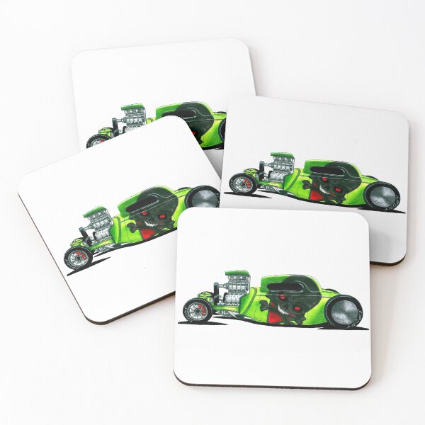 Item preview, Exclusive drawing modern american hot rod lime green Model A V8 Supercharged engine designed and sold by Cars23.