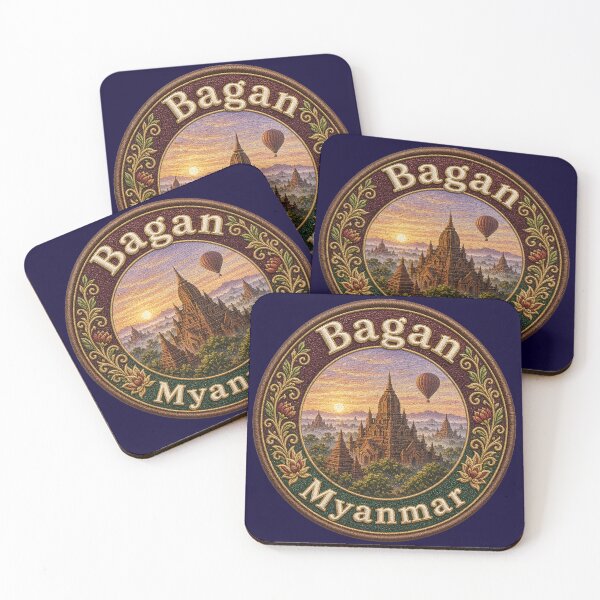 Item preview, Bagan, Myanmar – Pagoda landscape, sunrise & hot air balloon designed and sold by Girih.