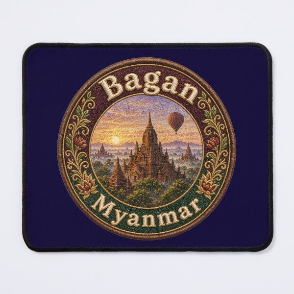 Item preview, Bagan, Myanmar – Pagoda landscape, sunrise & hot air balloon designed and sold by Girih.
