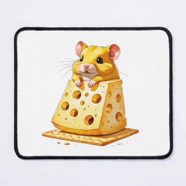 Item preview, Cute Hamster Popping Out of Swiss Cheese Wedge Watercolor designed and sold by AQUILAKREO.