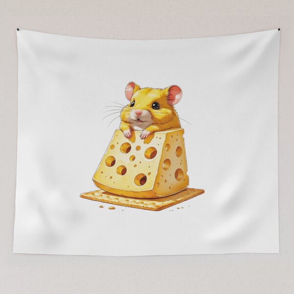 Item preview, Cute Hamster Popping Out of Swiss Cheese Wedge Watercolor designed and sold by AQUILAKREO.