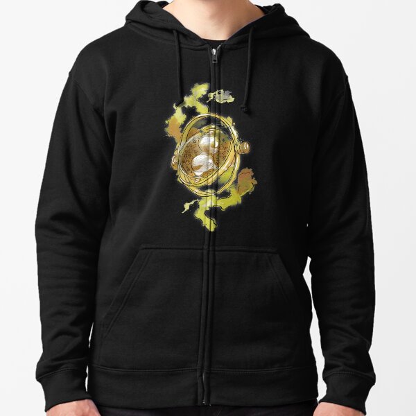 Magic time sand clock gold design Zipped Hoodie