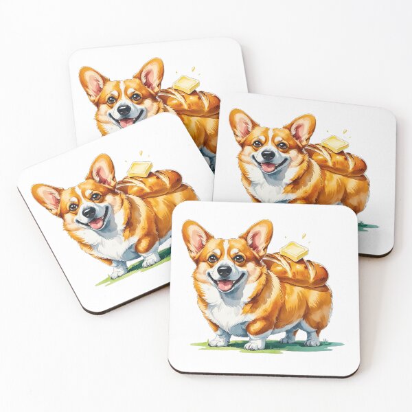 Item preview, Funny Corgi Dog Loaf of Bread with Butter Food Pun Art designed and sold by AQUILAKREO.
