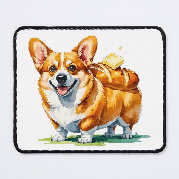Item preview, Funny Corgi Dog Loaf of Bread with Butter Food Pun Art designed and sold by AQUILAKREO.
