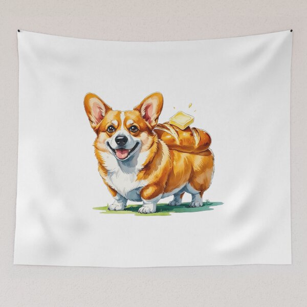 Item preview, Funny Corgi Dog Loaf of Bread with Butter Food Pun Art designed and sold by AQUILAKREO.