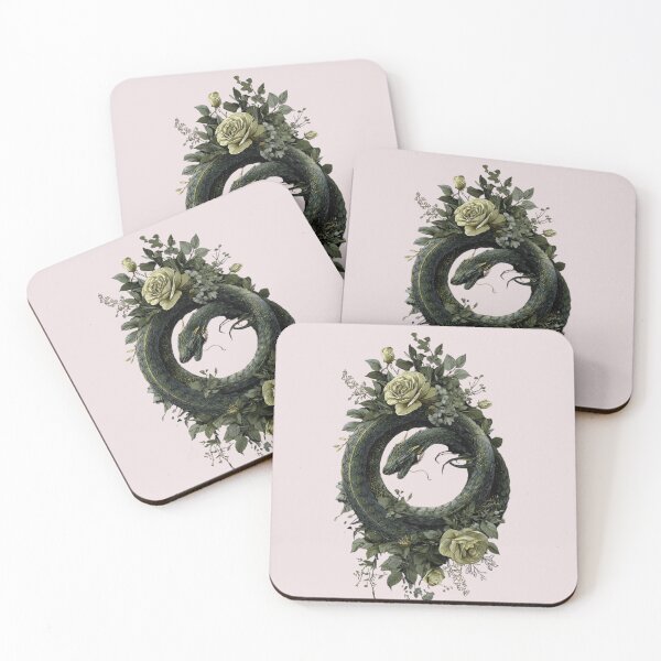 Item preview, Ouroboros Floral Snake Art | Botanical Serpent Wreath | Dark Floral Snake Illustration | Mystical Nature Print designed and sold by NeonKawaiiCo.