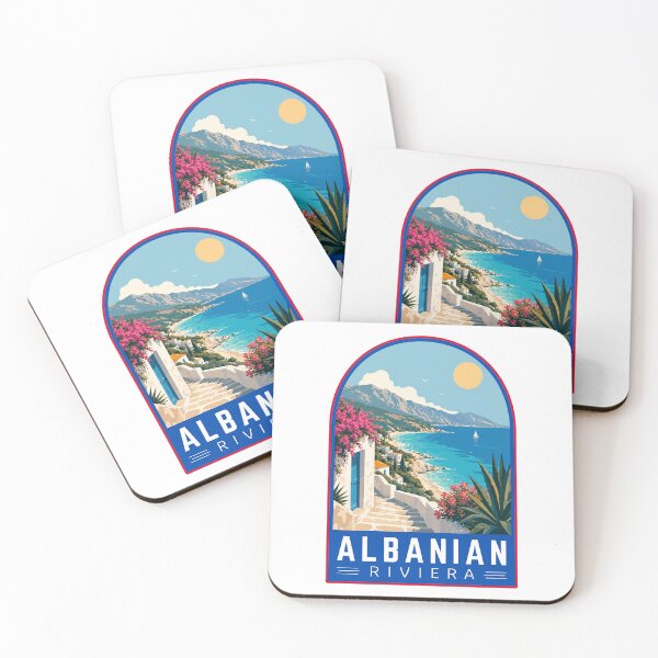 Item preview, Albanian Riviera Vintage Travel Art Emblem designed and sold by MaateoDesign.