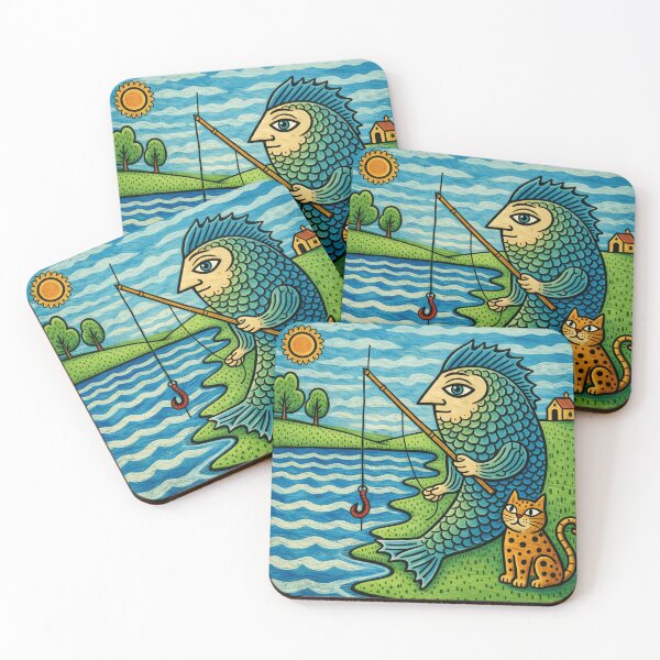 Item preview, Fish Man Fishing Scene designed and sold by urvanto.