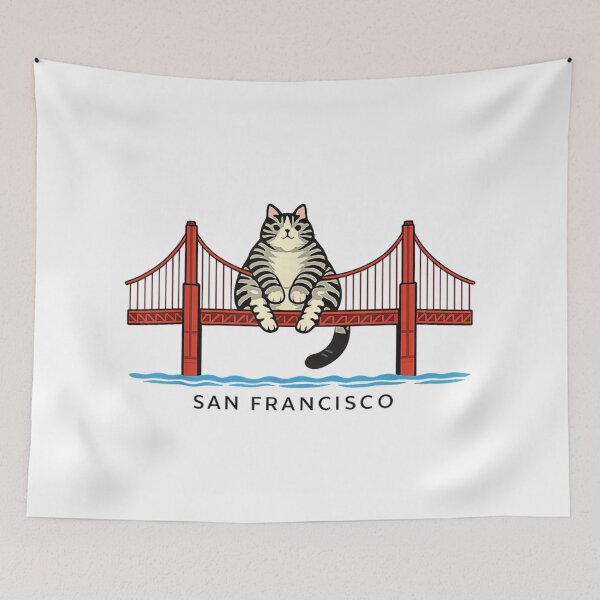Item preview, Chonky Cat Sitting on San Francisco Golden Gate Bridge Funny Travel Gift designed and sold by Plonkylar.