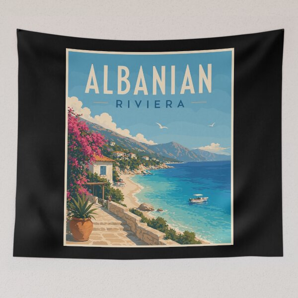 Item preview, Albanian Riviera, Vintage Art Travel Landscape designed and sold by MaateoDesign.