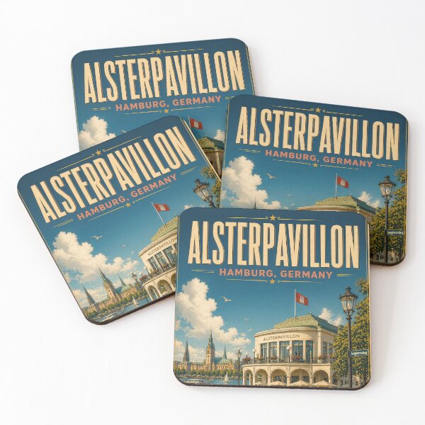 Item preview, Alsterpavillon Hamburg – Vintage Travel Poster - Lakeside Elegance Hanseatic Charm designed and sold by Earth Celebration Designs.