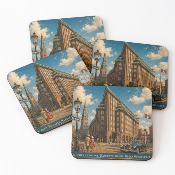 Item preview, Chilehaus Hamburg – Vintage Travel Poster - Brick Elegance Urban Grandeur designed and sold by Earth Celebration Designs.