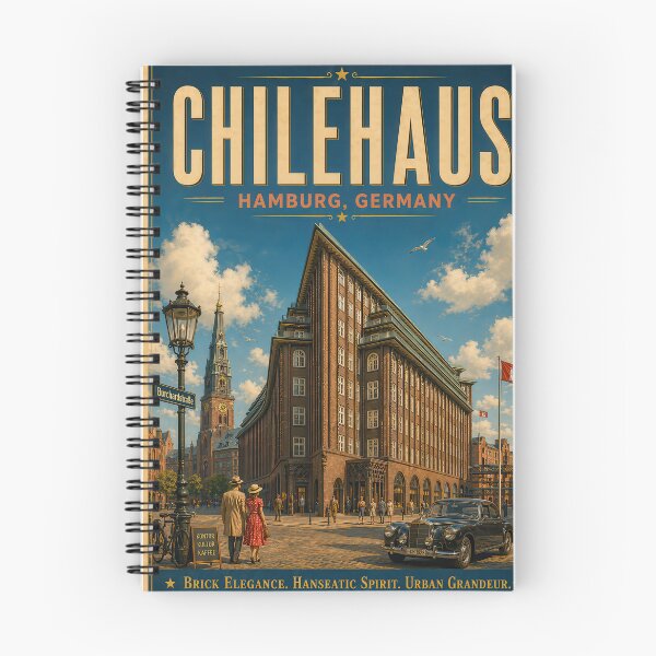 Item preview, Chilehaus Hamburg – Vintage Travel Poster - Brick Elegance Urban Grandeur designed and sold by Earth Celebration Designs.