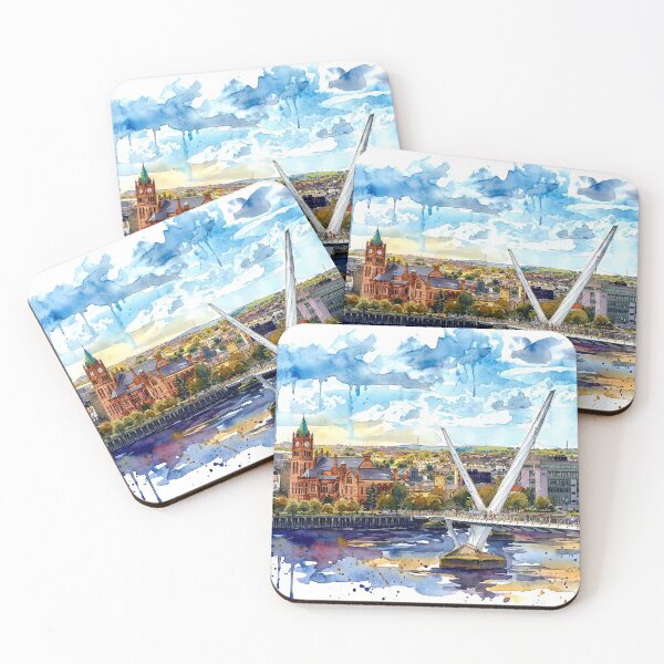 Item preview, Watercolour illustration of the Peace Bridge, Londonderry/Derry,  Northern Ireland. designed and sold by davidelder.