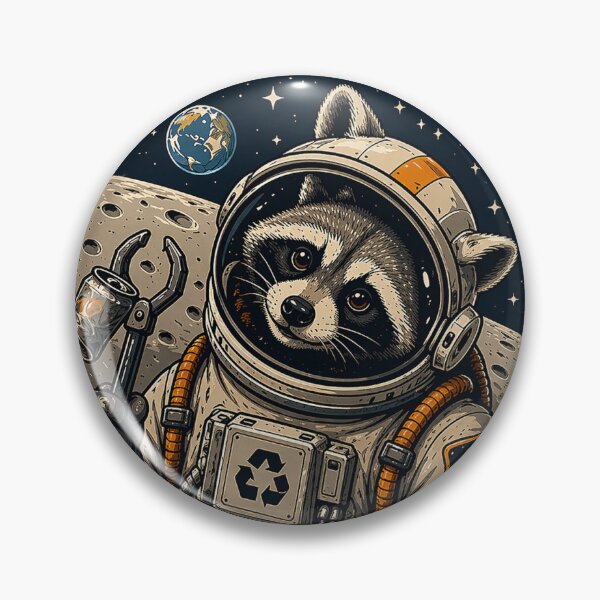 Item preview, Lunar Recycling Unit – Raccoon Astronaut Vintage Space Mission Patch designed and sold by GlitterAndStars.