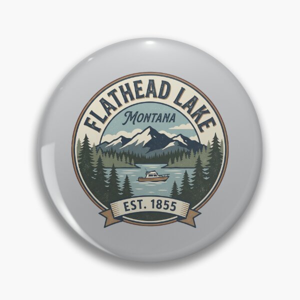 Item preview, Flathead Lake Montana Vintage Boating Lake Retro National Park Badge  designed and sold by Milasneeze.