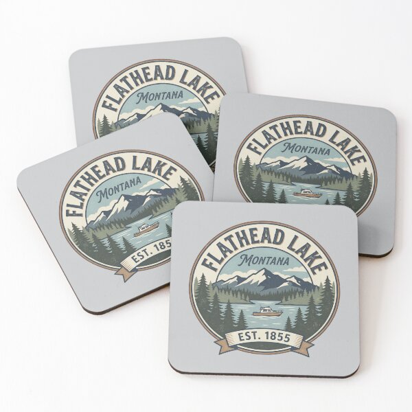 Item preview, Flathead Lake Montana Vintage Boating Lake Retro National Park Badge  designed and sold by Milasneeze.