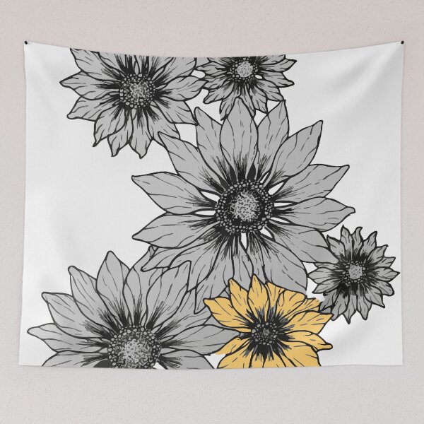 Item preview, Bouquet of Sunflowers, Black and White with Gold Accent designed and sold by JGGraphdesign.