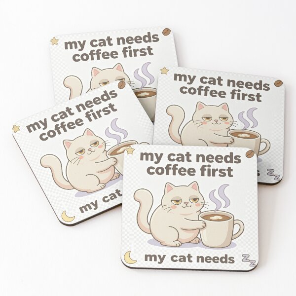 Item preview, My Cat Needs Coffee First Cute Minimal Cat Lover Design designed and sold by CozyCramStudio.