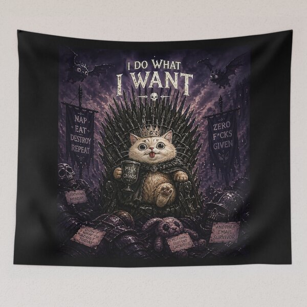 Item preview, Dark Fantasy Cat King – I Do What I Want – Funny Gothic Meme Art designed and sold by thor81pl.