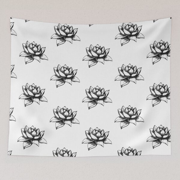 Item preview, Lotus flower motif, Ink engraving style illustration designed and sold by JGGraphdesign.