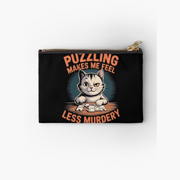 Item preview, Puzzling Makes Me Feel Less Murdery Funny Cat Puzzle Lover Dark Humor T-Shirt designed and sold by SaltyBonesClub.