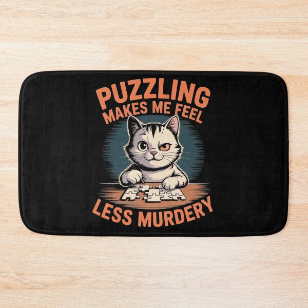 Item preview, Puzzling Makes Me Feel Less Murdery Funny Cat Puzzle Lover Dark Humor T-Shirt designed and sold by SaltyBonesClub.