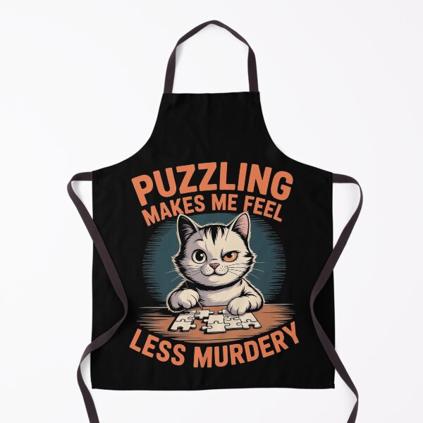 Item preview, Puzzling Makes Me Feel Less Murdery Funny Cat Puzzle Lover Dark Humor T-Shirt designed and sold by SaltyBonesClub.