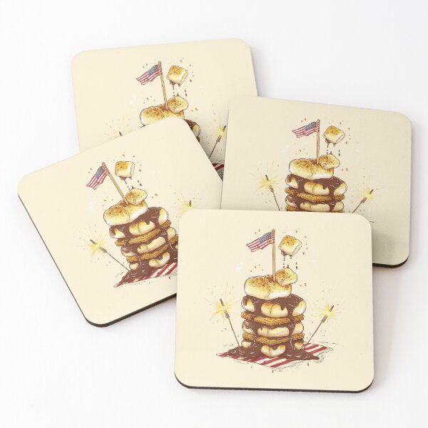 Item preview, Cozy S'mores Stack with Sparklers  Vintage July 4th Camping Design designed and sold by BoxofMoments.