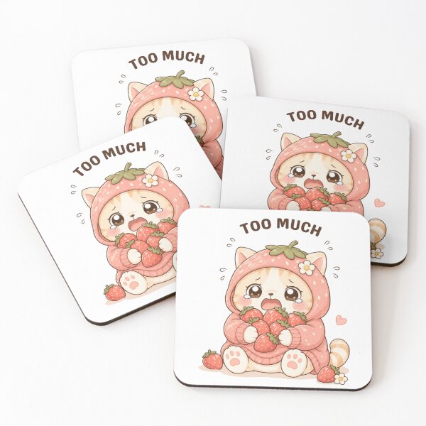 Item preview, Too Much Strawberry Cat | Cute Kawaii Aesthetic | Overstimulated Mood Design designed and sold by The Mood Index.