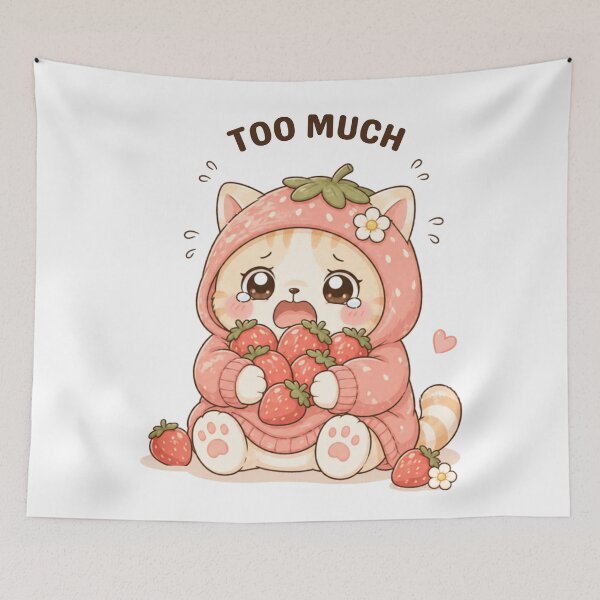 Item preview, Too Much Strawberry Cat | Cute Kawaii Aesthetic | Overstimulated Mood Design designed and sold by The Mood Index.